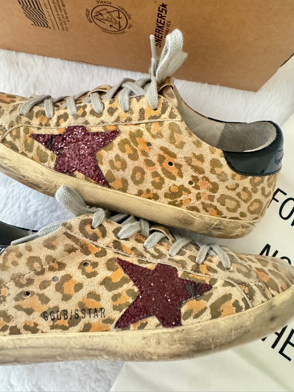 Golden Goose GGDB super star sneakers in leopard / women size 7 - Picture 4 of 10